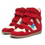 Red Blue Star Suede High Top Velcro Tapes Hidden Wedges Sneakers Shoes